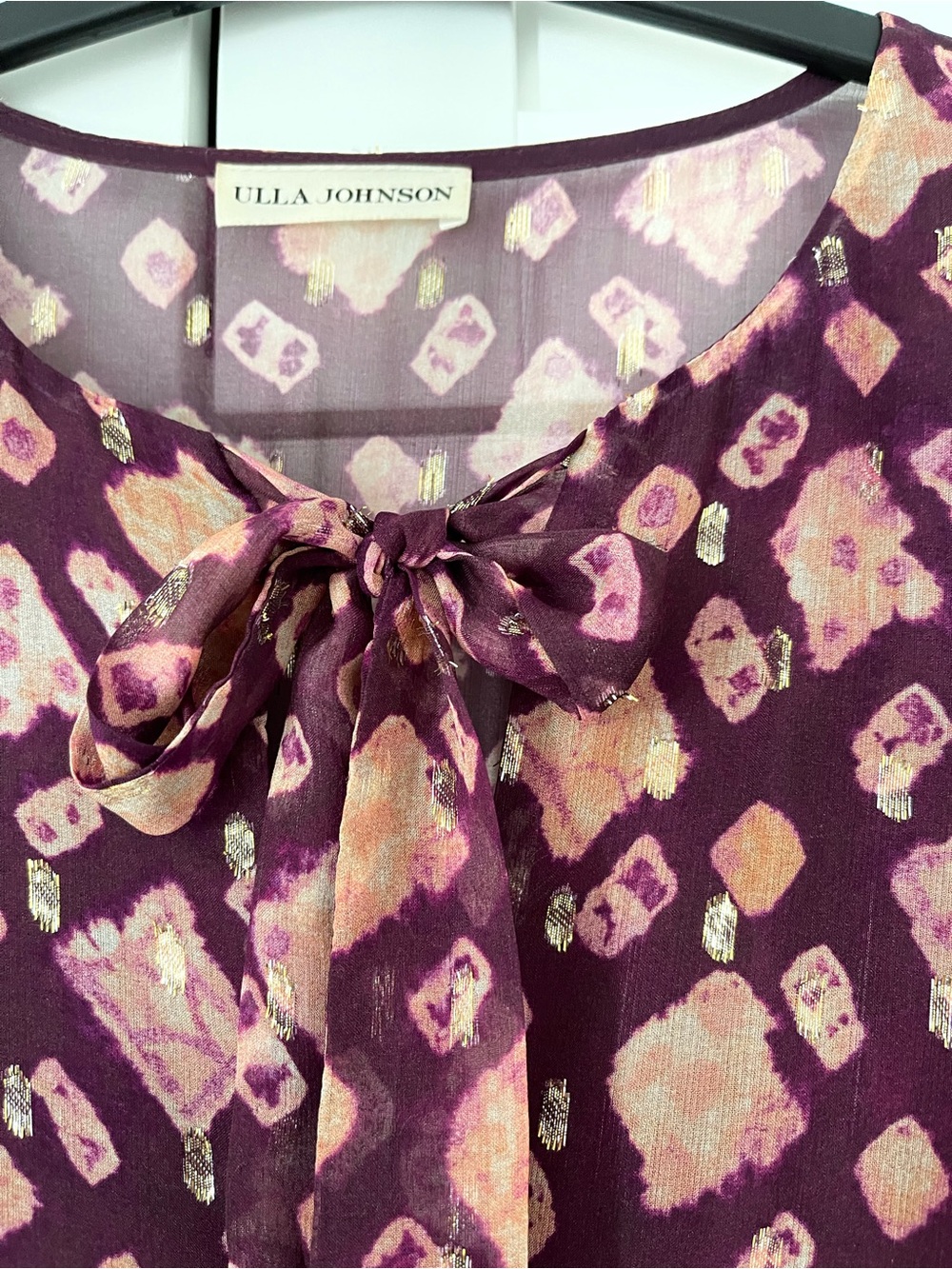 Ulla Johnson Maxi Floral Tiered Ruffle-Sleeve Dress in Plum and Blush - Picture 6 of 8
